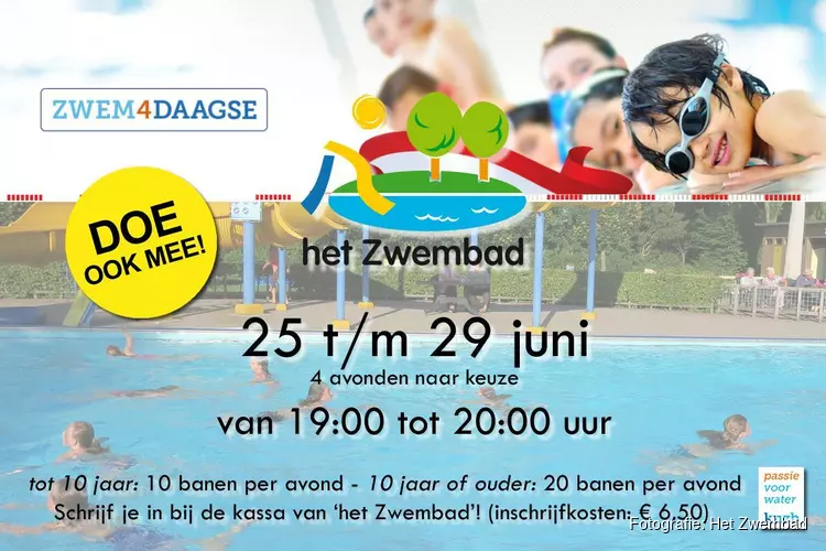 Zwem4daagse bij Het Zwembad in Midwoud - 25 t/m 29 juni a.s.