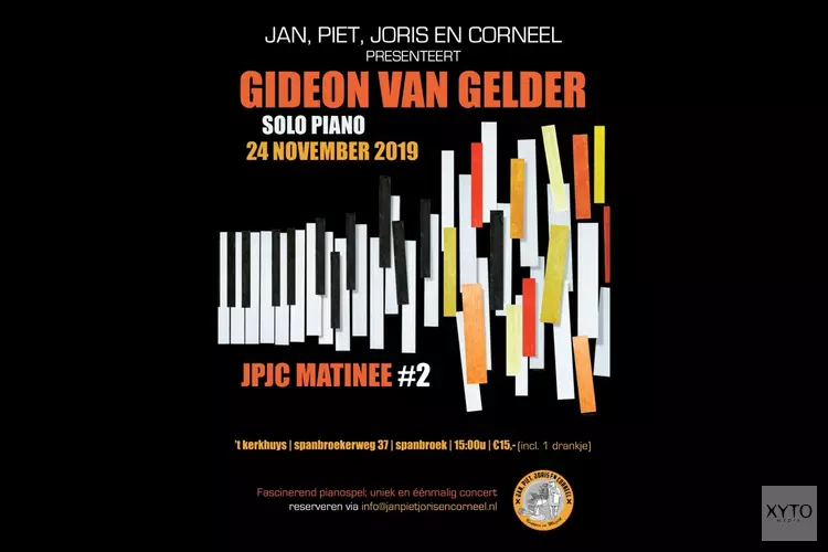 Gideon van Gelder, uniek éénmalig concert; Solo Piano zondag 24 nov aanvang 15.00 uur &#39;t Kerkhuys Spanbroek