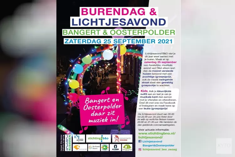 Lichtjesavond Bangert en Oosterpolder vier je samen met je buren!  Zaterdag 25 september, 20.00-22.00 uur