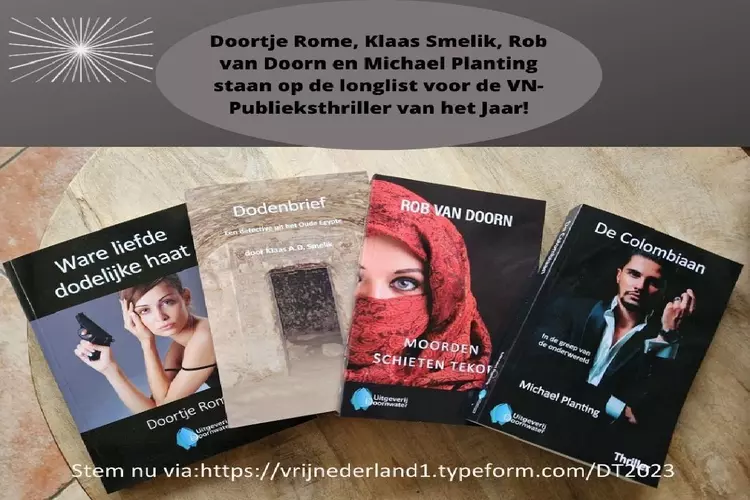 Uitgeverij Doornwater met maar liefst vier titels in longlist voor de VN-Publieksthriller van het Jaar!