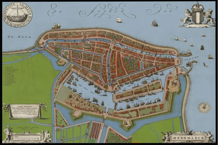 Stadskaart Medemblik 1649 digitaal ingekleurd