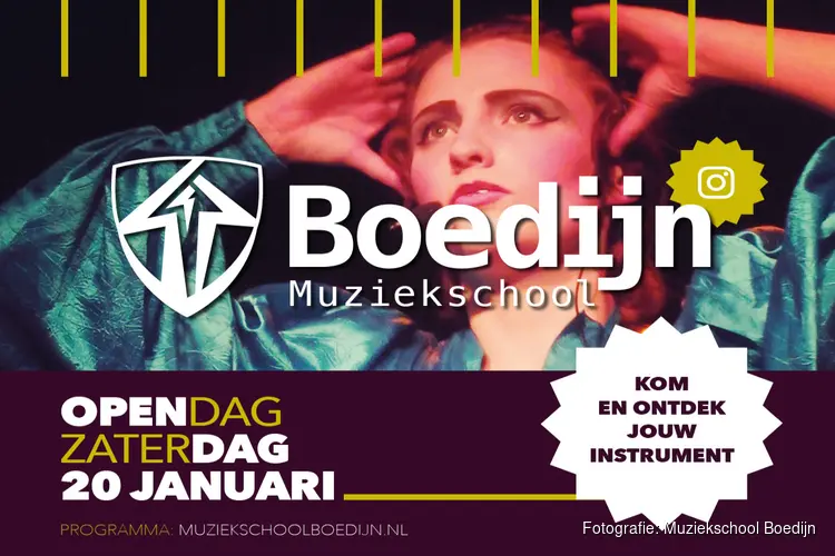 Zaterdag 20 januari Open Dag bij Muziekschool Boedijn