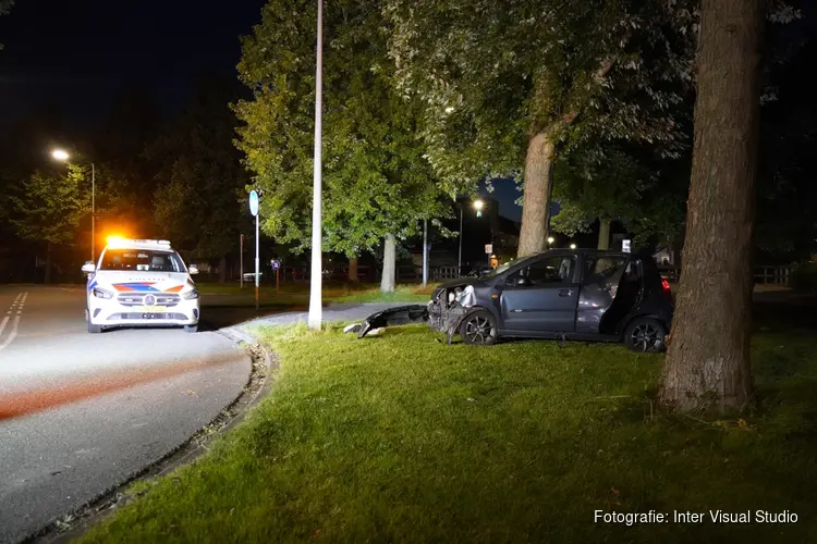 Auto tegen boom en lantaarnpaal gereden in Hoorn