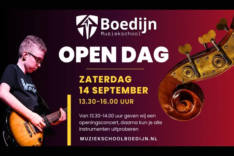 Open Dag Muziekschool Boedijn op zaterdag 14 september a.s.