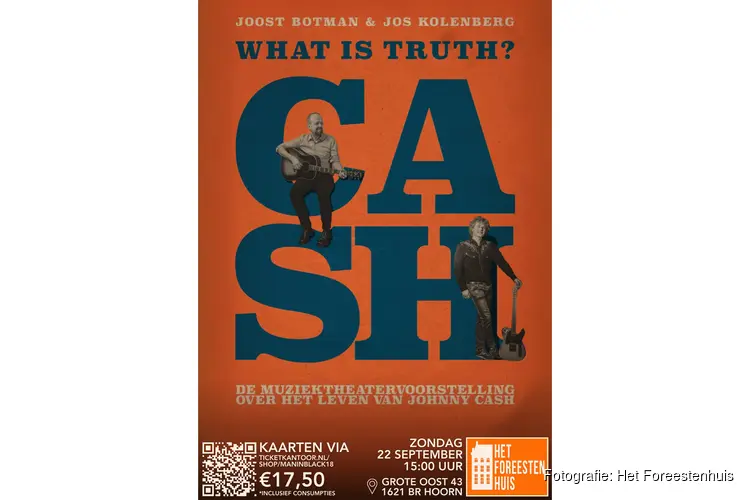 What is truth? Joost Botman op zoek naar de ware Johnny Cash op 22 september 2024 van 15.00 tot 17.00 in het Foreestenhuis in Hoorn